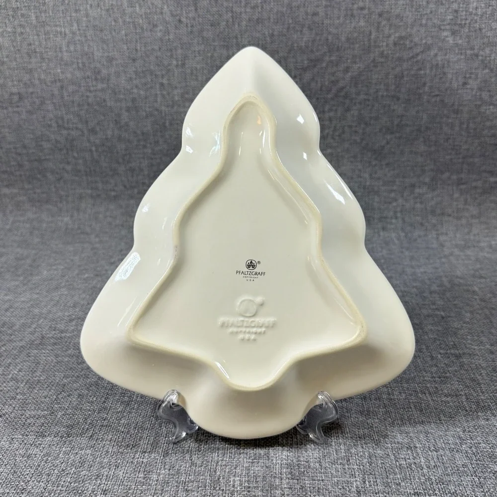 VTG Pfaltzgraff Snow Village Christmas Tree Plate Dish Snowman Santa Reindeer